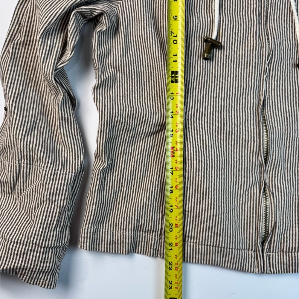 Women Full Zip Dressbarn Beige Striped Utility Jacket size Large - Picture 8 of 9